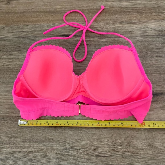Victoria’s Secret Womens Halter Bra Hot Pink Push Up Scalloped Back Hook 36B - Picture 10 of 11